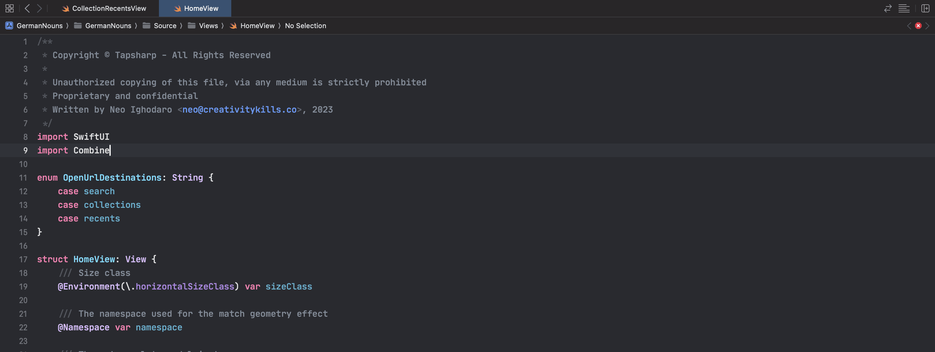 Changing XCode File Header Comment
