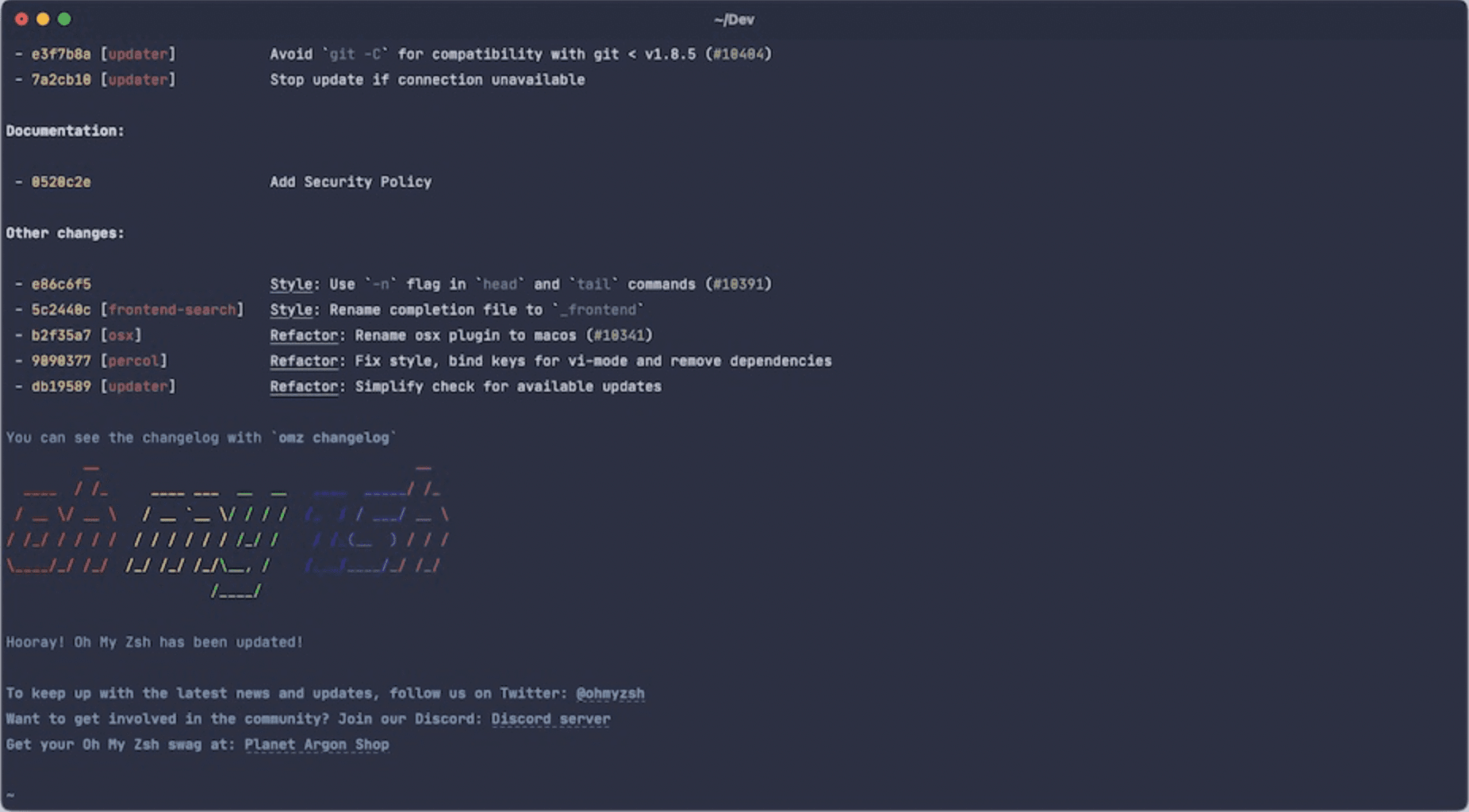 How to manually update oh-my-zsh